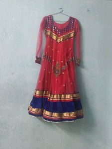 Stunning Red &amp; Blue Embroidered gown