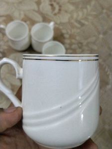 White &amp; Silver Demitasse Cups - Set of 6