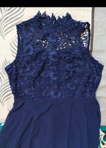 Elegant Navy Lace Dress