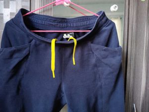 Navy Blue Joggers with Yellow Drawstring