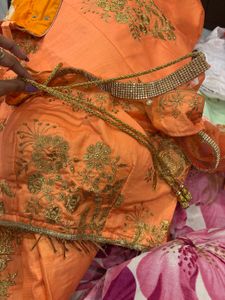 Stunning Orange Embroidered Lehenga Choli