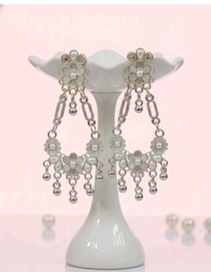 NEW Elegant Silver Flower Dangle Earrings