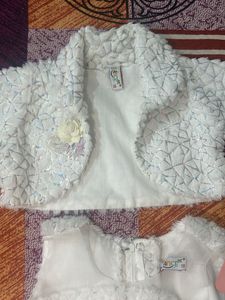 Baby Girl White Frock With Jeacket