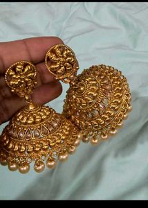 Stunning Gold Tone Jhumka Earrings