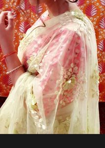 Embroidered Net Saree without blouse