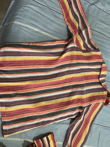 Striped Open Front Coat with shorts