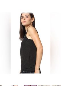 ONLY Women Striped Round Neck NylonBlack T-Shirt