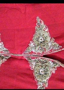 Red Kurta Set with Gold Pants