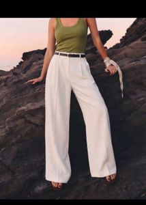 High-Waisted Beige Trousers
