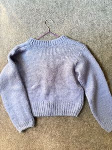Blue Knit Cardigan Sweater