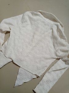 Zudio White Textured Collared Top