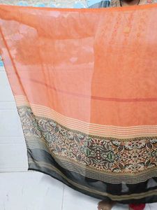 Orange Printed Saree