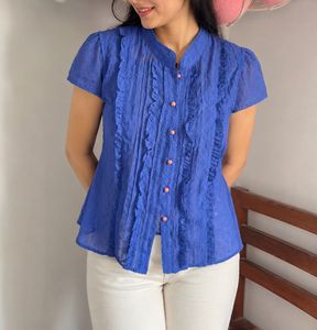 Charming Blue Ruffle Blouse