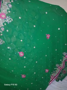 Embroidered Green Fabric