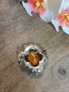 Vintage Amber Stone Brooch