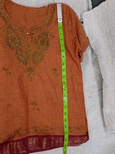 Embroidered Brownish Orange Top