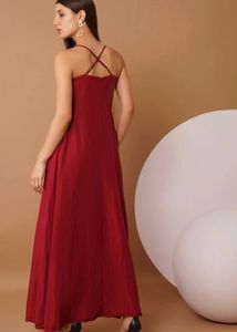 Wine Red Elegant Maxi Dress