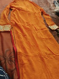 Elegant Orange Embroidered Kurta