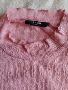 Pink Bell Sleeve Top with Rose Detail