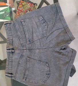 Grey Denim Shorts.