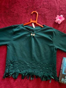 new Green Cutout Detail Top