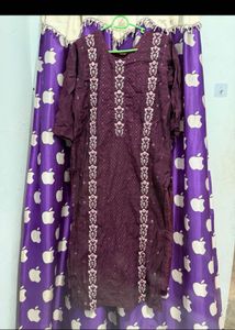 Embroidered Purple Kurta Set
