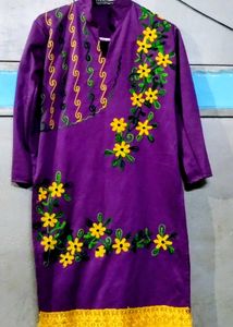 Purple Embroidered Kurta