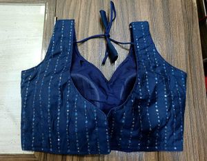 Sparkling Navy Blue Sequined Blouse