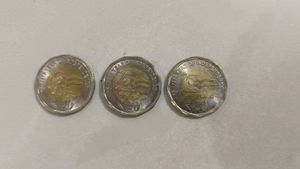Three Pieces 20 Rupees Coins 75 Years Independence