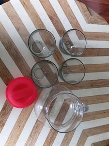 Glass Pitcher with 4 Glasses Set