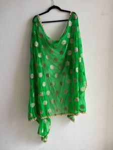 Brand new designer heavy embroidered Green Dupatta