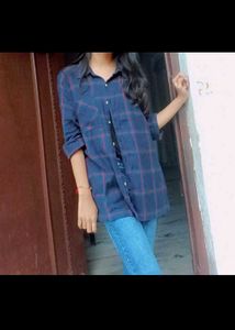 Blue Plaid Oversized Shirt