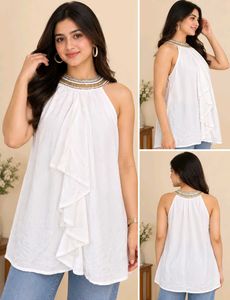 🔥BUY 1, GET 1 FREE🔥 Beaded Neckline Ruffled Tank