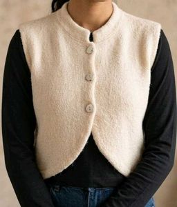 women's Cream Knit Vest