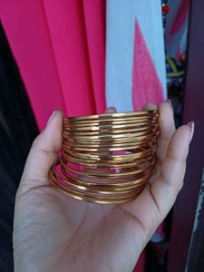 Brass Golden Tone Bangle Set 24 pcs