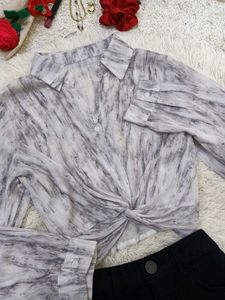 Stylish Marble Print Crop Top