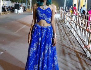 y2k blue lehenga dress