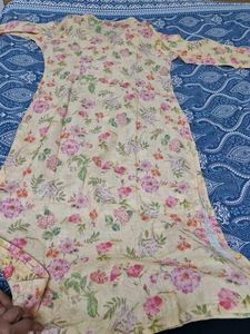Floral Embroidered Yellow Kurta