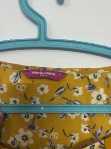 Yellow Floral Print Cropped Top