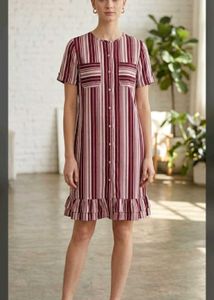Striped Button-Down Mini Dress