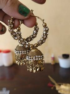 Exquisite Jhumka Earrings with Crystals