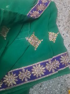 Embroidered Green Saree