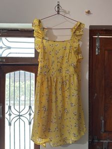 Cute Yellow Floral Mini Dress