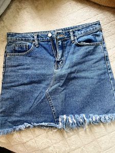 Blue Denim Mini Skirt and crop top combo