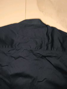 Men's Dark Blue Band Collar Shirt