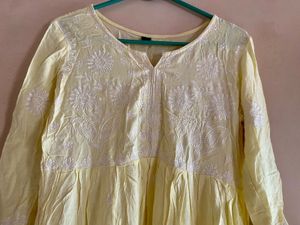 Elegant Yellow Chikankari Kurta Set