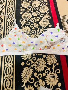 Cute Heart Print Cotton Bra