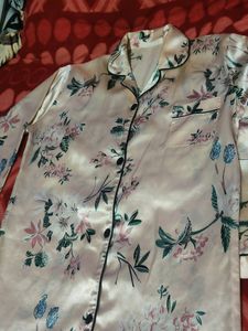 Cream Colour Night Suit Long Shirt
