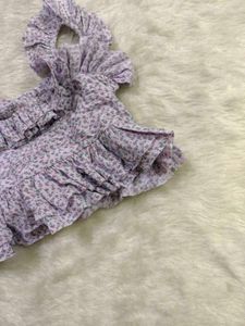 Floral Ruffle Square Neck Top