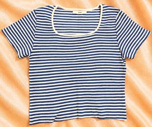 blue white striped crop top